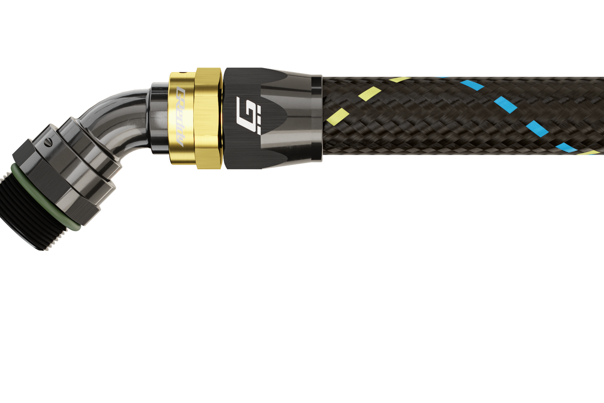 GReddy AN08 STRAIGHT ORB MALE BLACK/GOLD ANODIZED - 12810800