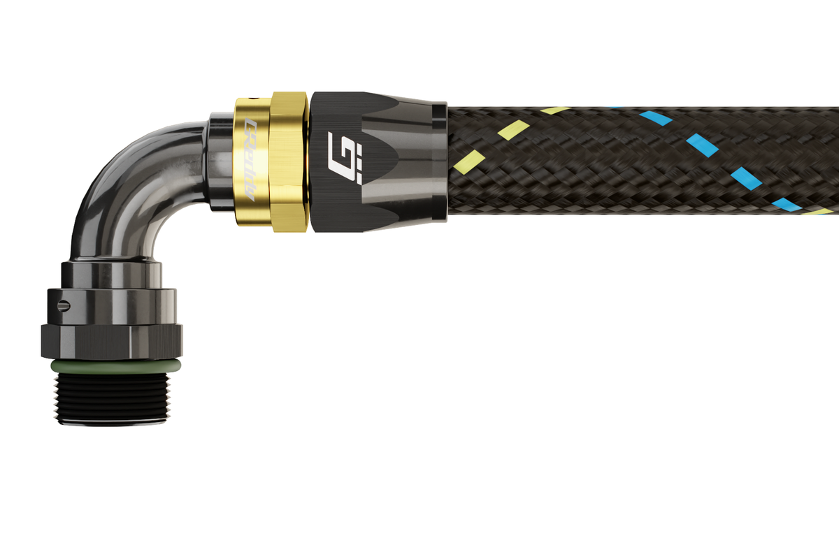 GReddy AN08 STRAIGHT ORB MALE BLACK/GOLD ANODIZED - 12810800