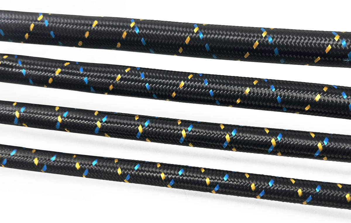 GReddy - GReddy -12 Nylon Braided Hose (per/ft) - Black / Gold / Blue - 12851200
