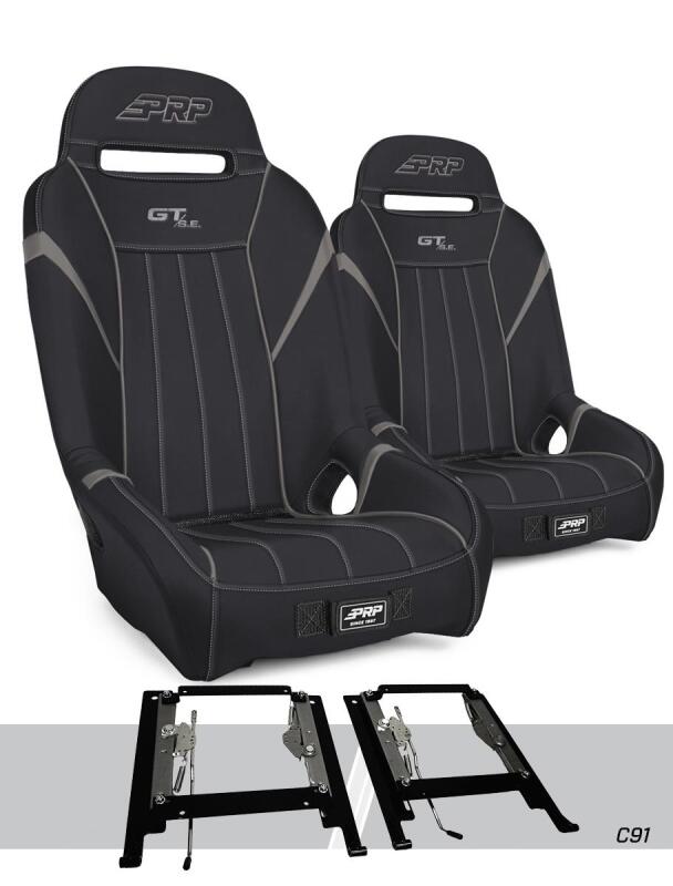 PRP GT3 Suspension Seats Kit for Can-Am Maverick X3 (Pair) - Black & Gray - A7301-PORXP-C86-203