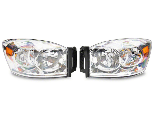 Raxiom 06-08 Dodge RAM 1500 Axial Series OEM Style Rep Headlights- Chrome Housing (Clear Lens) - R118012 for 2006-2009 Dodge 