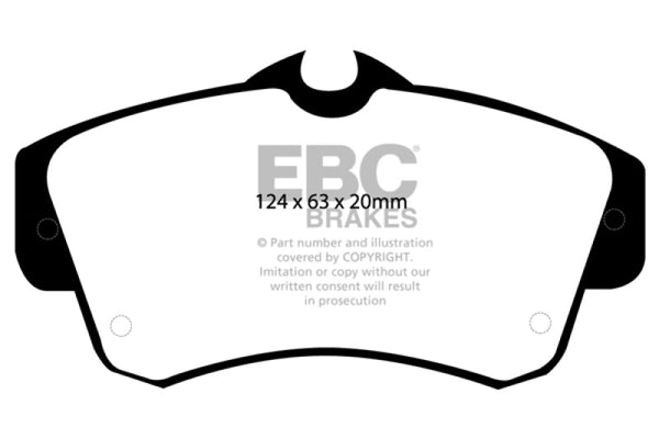 EBC 00-11 Chrysler PT Cruiser 2.4 Greenstuff Front Brake Pads - DP21357 for 2001-2010 Chrysler PT Cruiser - front view