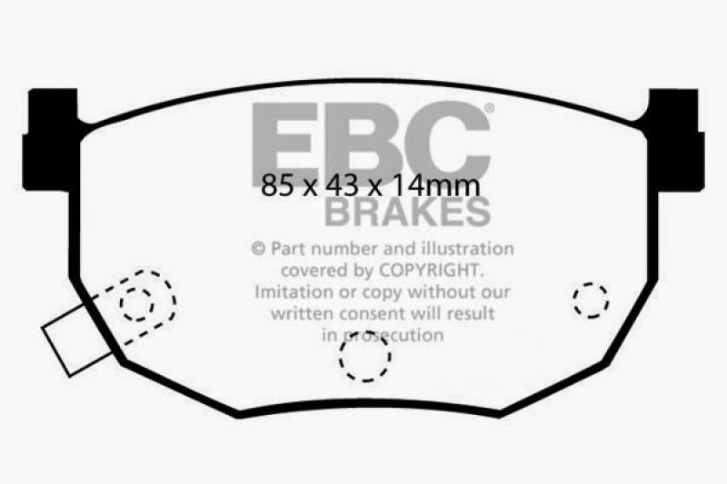 EBC 91-97 Infiniti G20 2.0 Ultimax2 Front Brake Pads - UD485 for 2000-2006 Nissan Sentra - front view