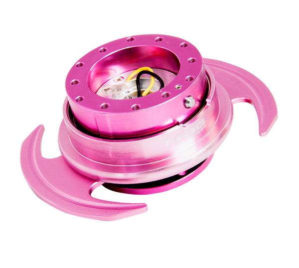 NRG Quick Release Kit Gen 3.0 - Pink Body / Pink Ring w/Handles - SRK-650PK - front view