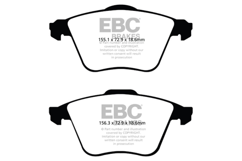 EBC 07-13 Mazda 3 2.3 Turbo Ultimax2 Front Brake Pads - UD9152 for 2006-2013 Volvo C70 - front view