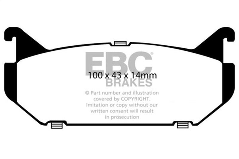 EBC 93-97 Ford Probe 2.0 16v Ultimax2 Front Brake Pads - UD637 for 1993-1997 Ford Probe - front view