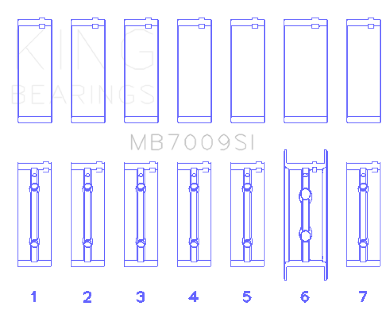 King 89-15 Dodge Cummins Diesel 5.9L 6.7L Inline 6 (Size 0.25mm) Main Bearing Set - MB7009SI0.25