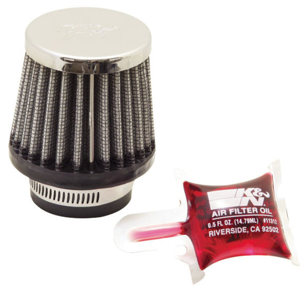 K&N Universal Chrome Filter 1 3/8 inch FLG / 2 1/2 inch Base / 2 inch Top / 2 1/4 inch Height - RC-0790 by K&N Engineering - 