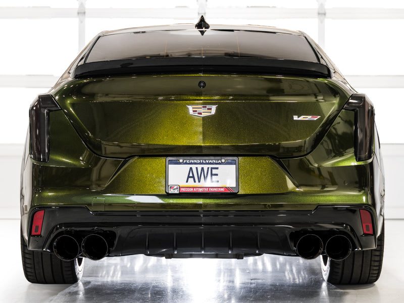 AWE Tuning 2021+ Cadillac CT4-V Blackwing SwitchPath Exhaust - Diamond Black Tips - 3025-43436