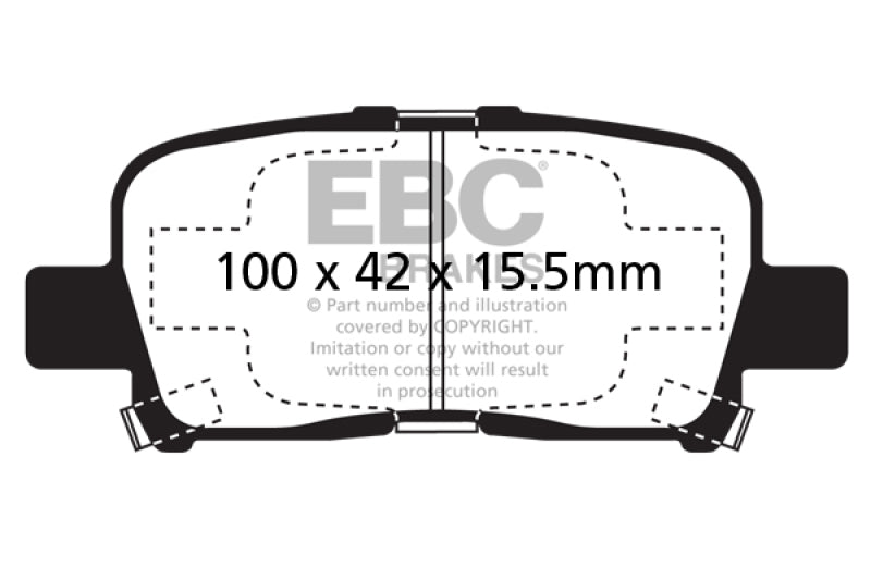 EBC 00-02 Acura MDX 3.5 Greenstuff Rear Brake Pads - DP61662 for 2001-2006 Acura MDX - front view