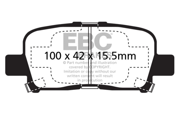 EBC 00-02 Acura MDX 3.5 Greenstuff Rear Brake Pads - DP61662 for 2001-2006 Acura MDX - front view