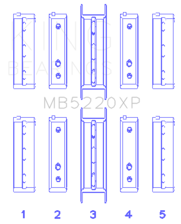 King Subaru WRX/STi EJ20 EJ22 EJ25 Flange #3 Position Performance Main Bearing Set - Size STDX - MB5220XPSTDX