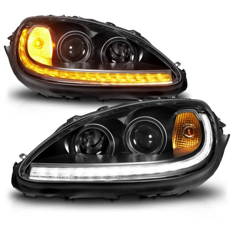 ANZO 05-13 Chevrolet Corvette Projector Headlights w/switchback &amp; Sequential LED - Black Amber - 121571