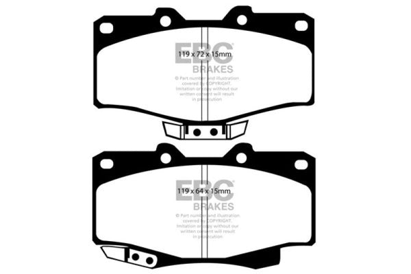 EBC 90-91 Toyota 4 Runner 2.4 Extra Duty Front Brake Pads - ED9807 for 1995-2004 Toyota Tacoma - front view