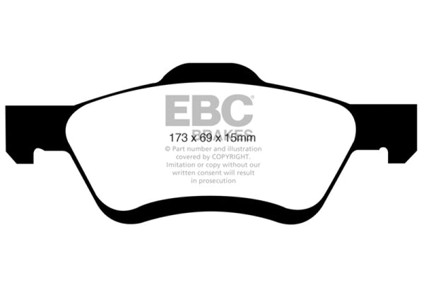 EBC 08-09 Ford Escape 2.3 Yellowstuff Front Brake Pads - DP41709R for 2005-2012 Ford Escape - front view