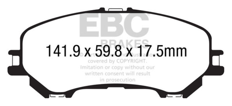 EBC 14+ Nissan Rogue 2.5 2 row seating Greenstuff Front Brake Pads - DP63032