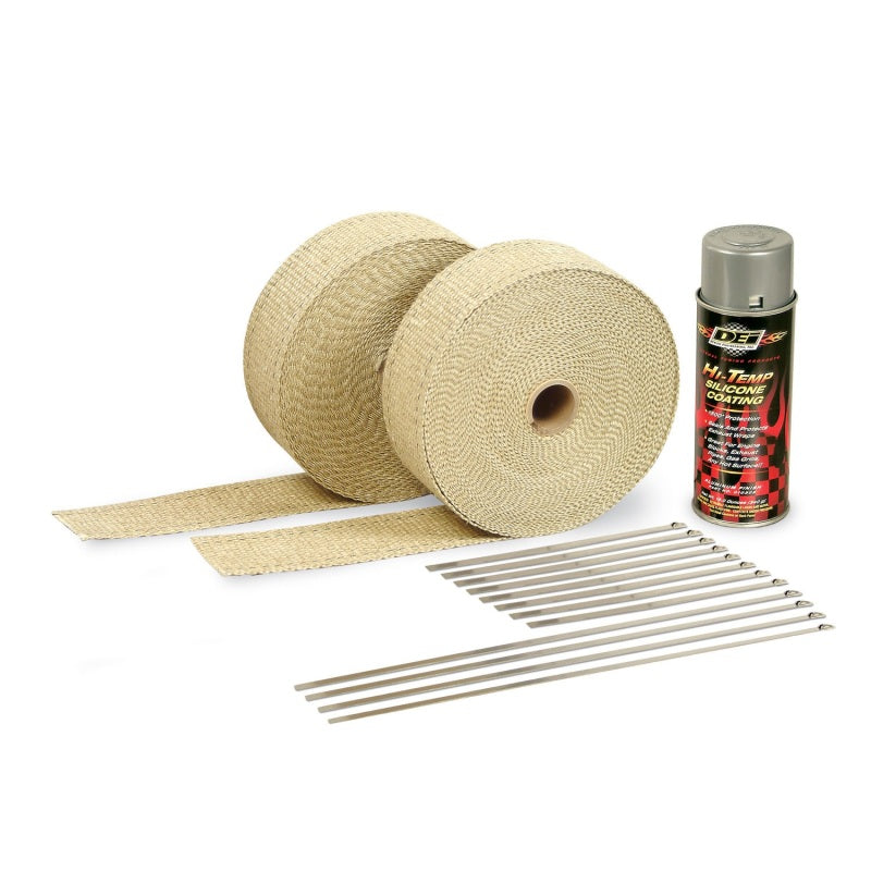 DEI Exhaust Wrap Kit - Tan Wrap &amp; Aluminum HT Silicone Coating - 10112