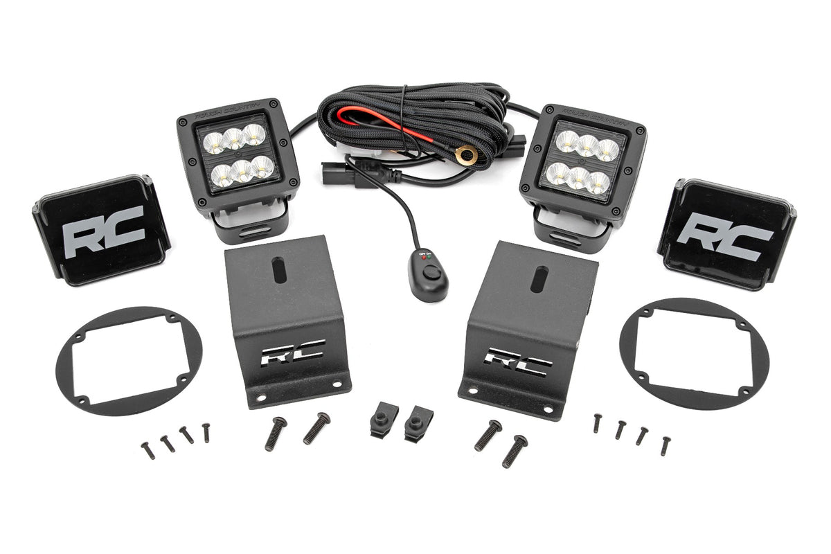 LED Light Kit | Fog Mount | 2&quot; Black Pair | Flood | Subaru Forester (14-18)