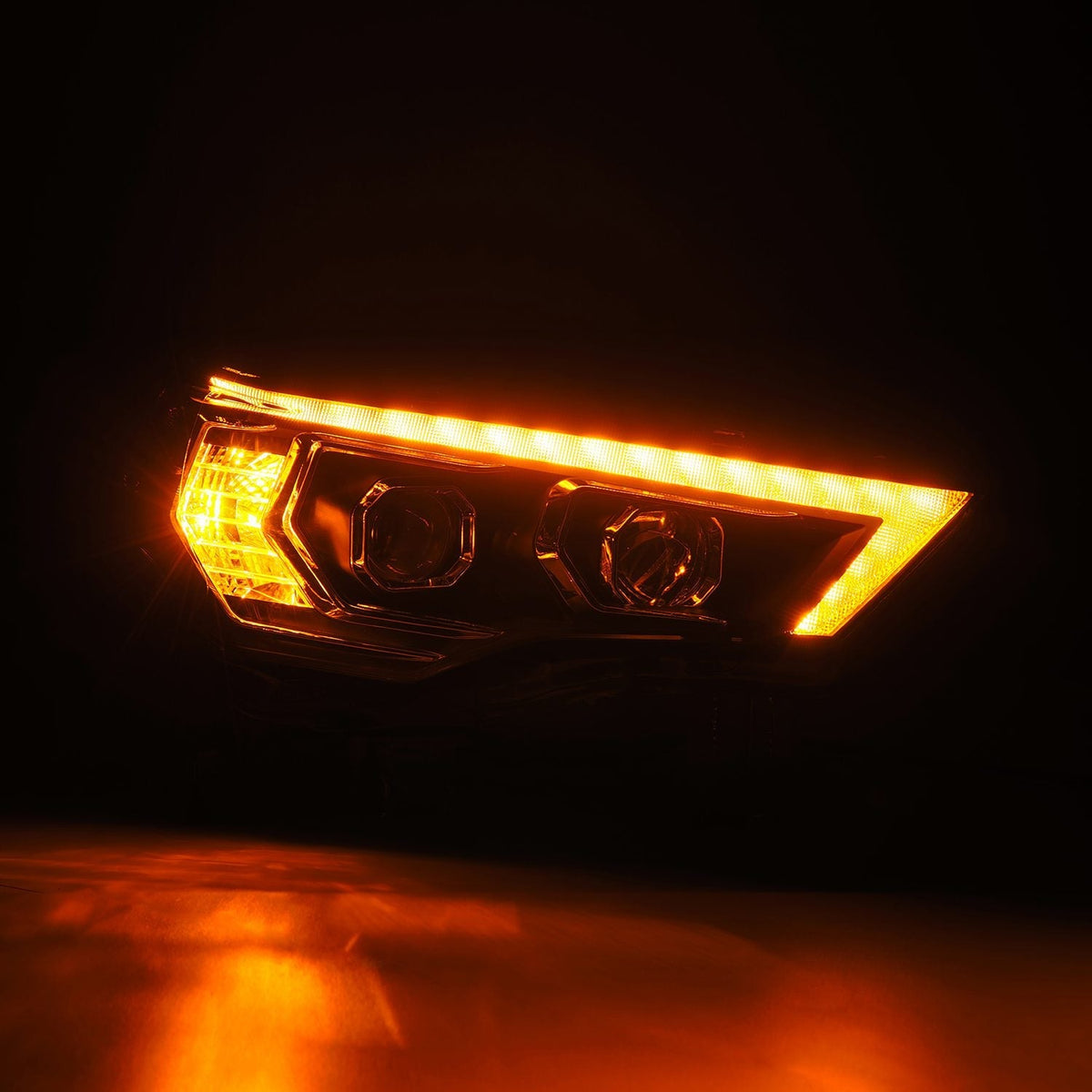 AlphaRex 14-22 Toyota 4Runner PRO-Series Projector Headlights Jet Black w/Seq. Sig. + DRL - 880816 by AlphaRex - detail view