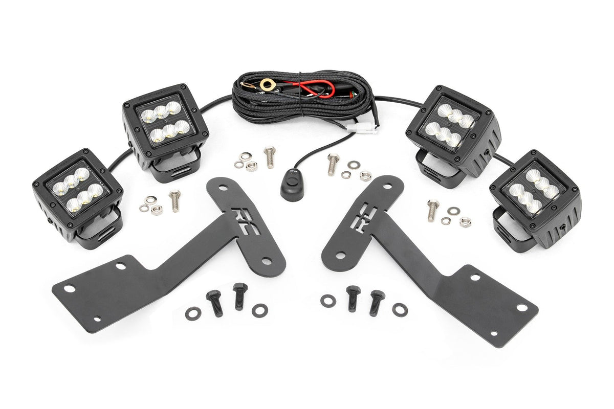LED Light Kit | Ditch Mount | Dual 2&quot; Black Pairs | Flood | Toyota Tundra (14-21)