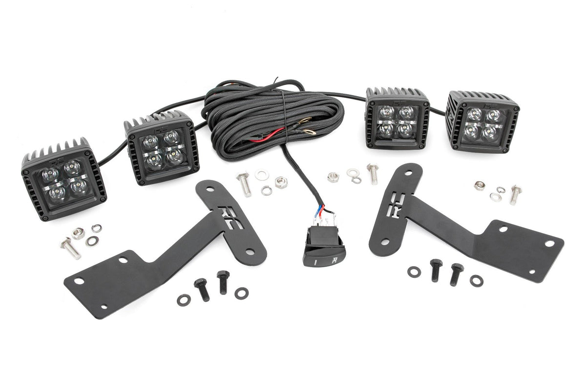 LED Light Kit | Ditch Mount | Dual 2&quot; Black Pairs | White DRL | Toyota Tundra (14-21)