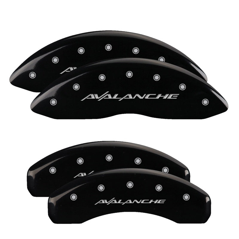 MGP 4 Caliper Covers Engraved Front &amp; Rear Avalanche Black finish silver ch - 14002SAVLBK