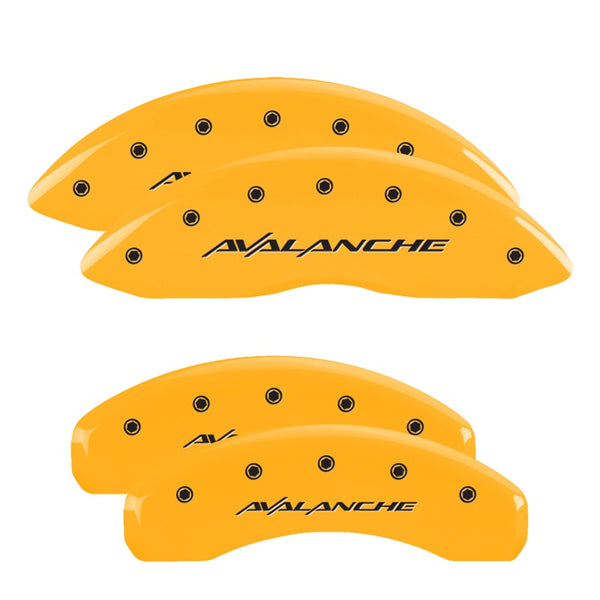 MGP 4 Caliper Covers Engraved Front &amp; Rear Avalanche Yellow Finish Black Char 2001 Chevrolet Tahoe - 14002SAVLYL