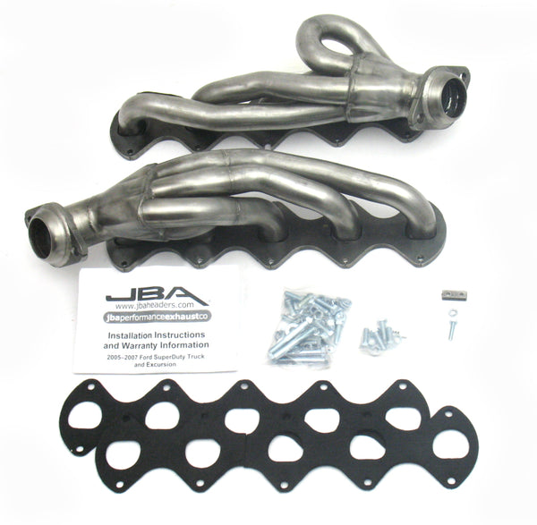 JBA 05-10 Ford F-Series 6.8L 3V V10 1-1/2in Primary Raw 409SS Cat4Ward Header - 1670S for 2005-2010 Ford E 350 - front view