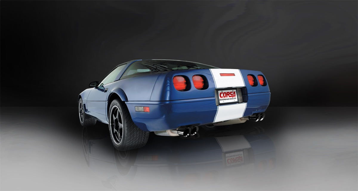 Corsa 1996-1996 Cat-Back Exhaust w/ Twin 3.5in Black Tips 96-96 Chevrolet Corvette C4 5.7L V8 LT4 - 14118BLK