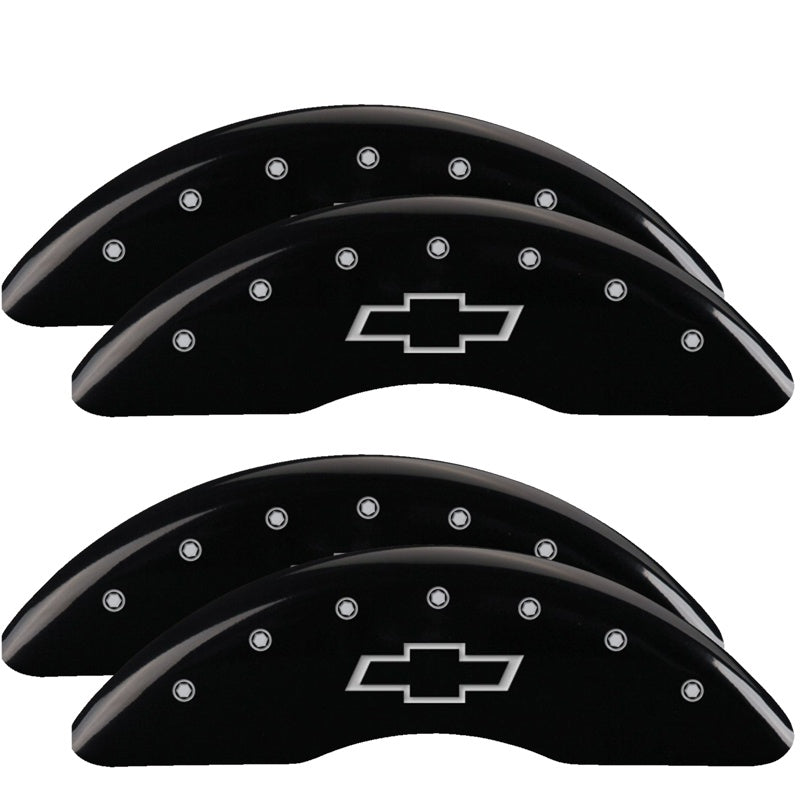 MGP 4 Caliper Covers Engraved Front &amp; Rear Bowtie Black finish silver ch - 14173SBOWBK