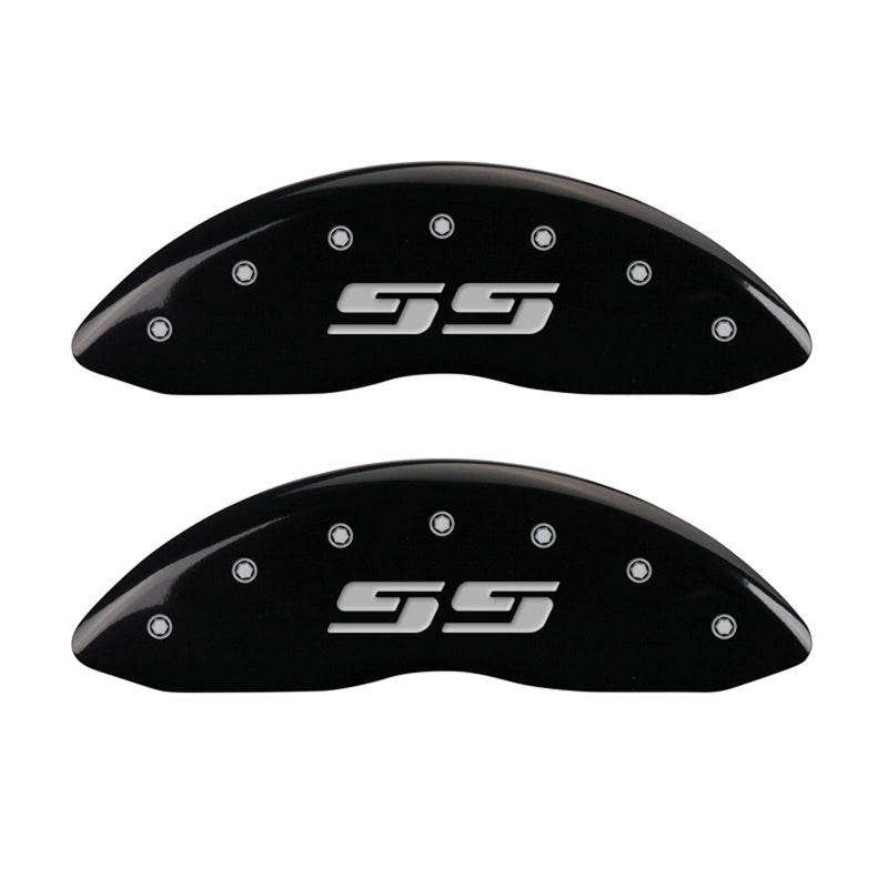 MGP 2 Caliper Covers Eng Front Silverado SS Black Finish Sil Char 2008 Chevy Silverado 1500 - 14207FSS3BK