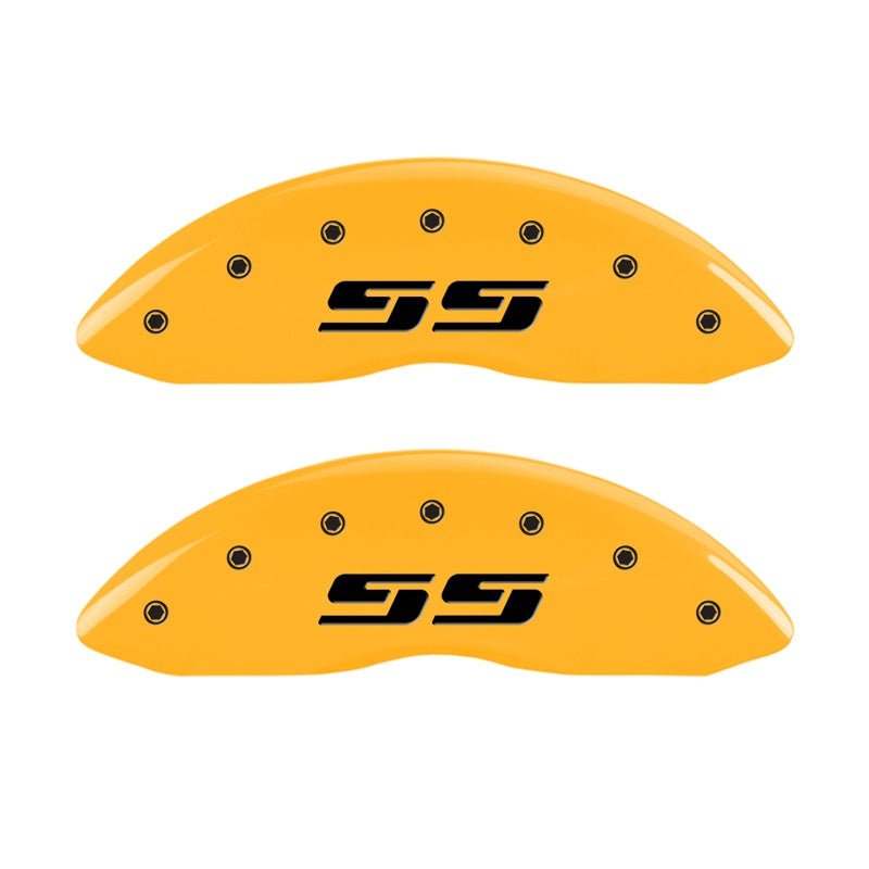 MGP 2 Caliper Covers Engraved Silverado SS Yellow Finish Blk Char 10 Chevy Silverado 1500 - 14207FSS3YL