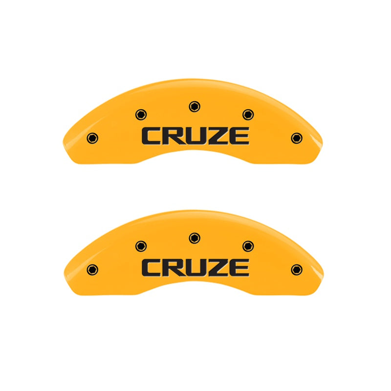 MGP Front set 2 Caliper Covers Engraved Front Cruze Yellow finish black ch - 14208FCRZYL