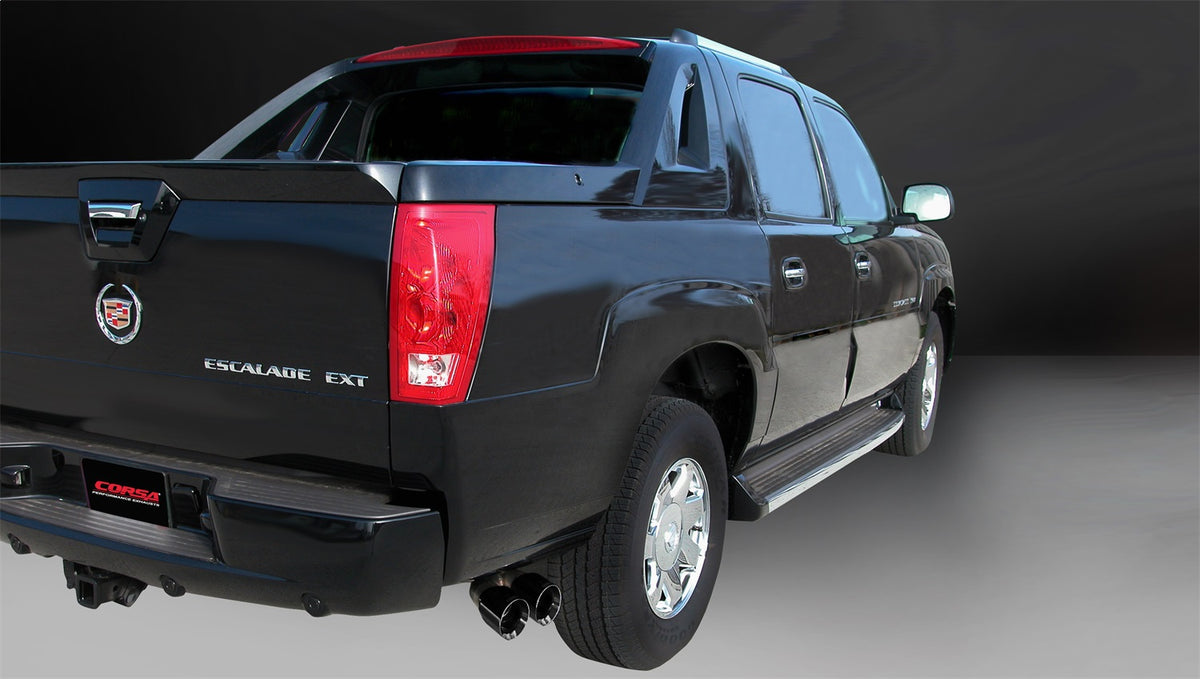 Corsa 2002-2006 Cadillac Escalade 6.0L V8 3in Cat-Back Single Side w Twin 4in Black Pro-Series Tips - 14222BLK