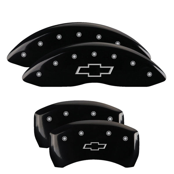 MGP 4 Caliper Covers Engraved Front &amp; Rear Bowtie Black finish silver ch - 14231SBOWBK