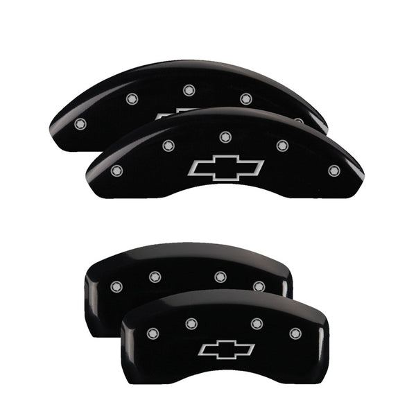 MGP 4 Caliper Covers Engraved Front &amp; Rear Bowtie Black finish silver ch - 14232SBOWBK