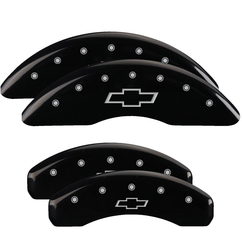 MGP 4 Caliper Covers Engraved Front &amp; Rear Bowtie Black finish silver ch - 14241SBOWBK