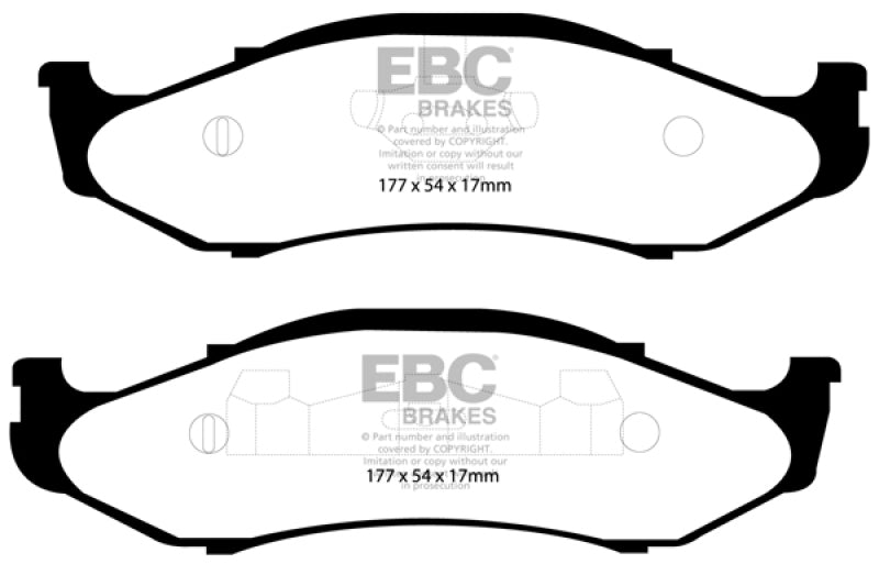 EBC 00-02 Ford Explorer Sport 4.0 2WD (Phenolic PisTons) Ultimax2 Rear Brake Pads - UD713 for 2000-2005 Ford Explorer - front