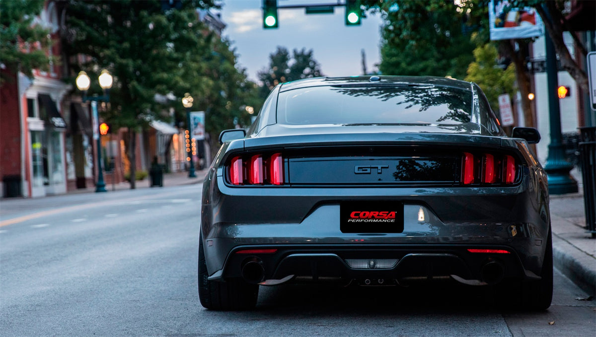 Corsa 2015 Ford Mustang GT 5.0 3in Cat Back Exhaust Black Dual Tips (Sport) - 14332BLK