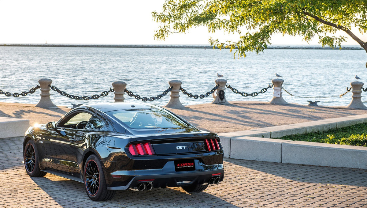 Corsa 15-16 Ford Mustang GT 5.0 3in Cat Back Exhaust Black Quad Tips (Xtreme) - 14335BLK