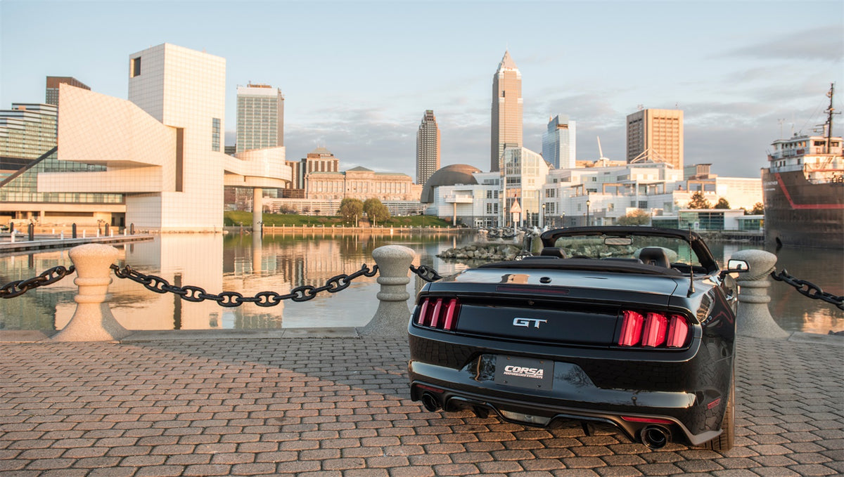 Corsa 2015-2017 Ford Mustang GT Convertible 5.0L V8 Black Xtreme Dual Rear Exit Exhaust - 14342BLK