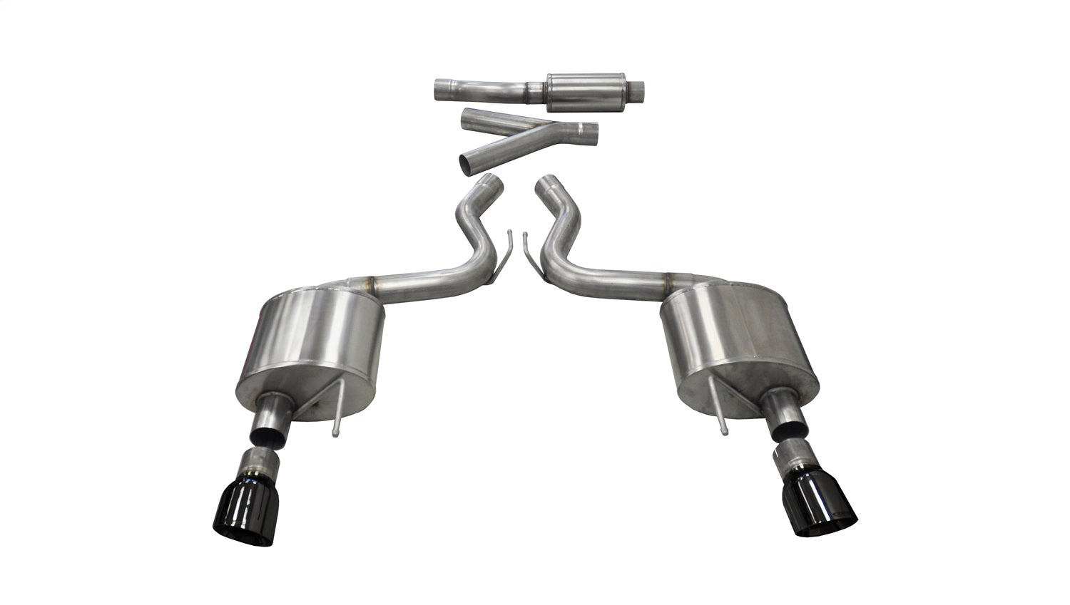 Corsa 15-23 Ford Mustang EcoBoost 2.3T Sport 3in Cat-Back Dual Rear Exit Black Tips - 14343BLK