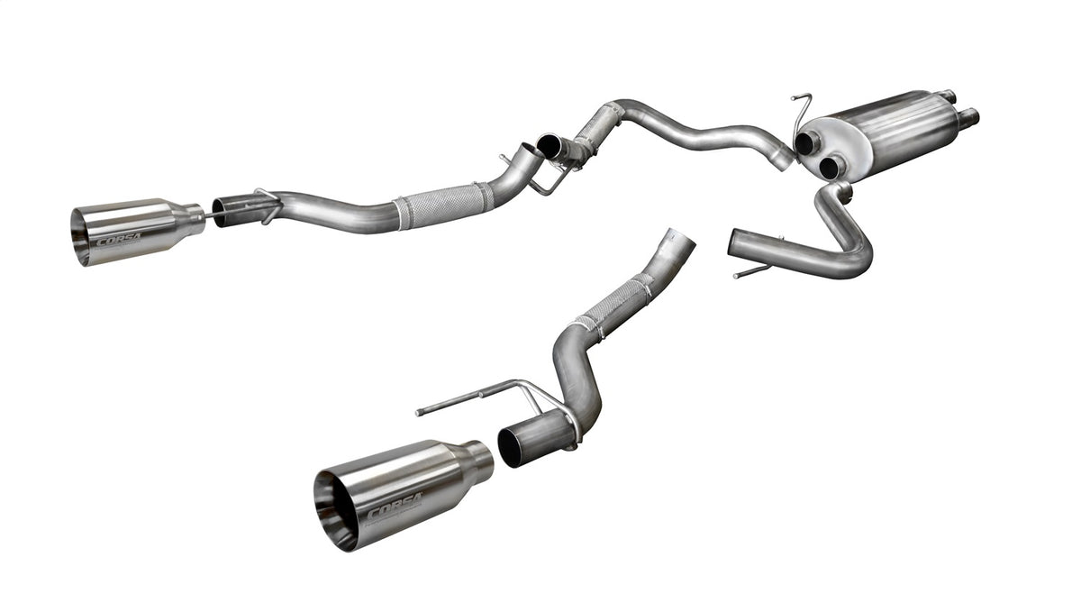 Corsa 2017-2020 Ford F-150 Raptor 3.5L Sport Cat-Back Dual Rear Exit w/ 5in Satin Polished Tip - 14397