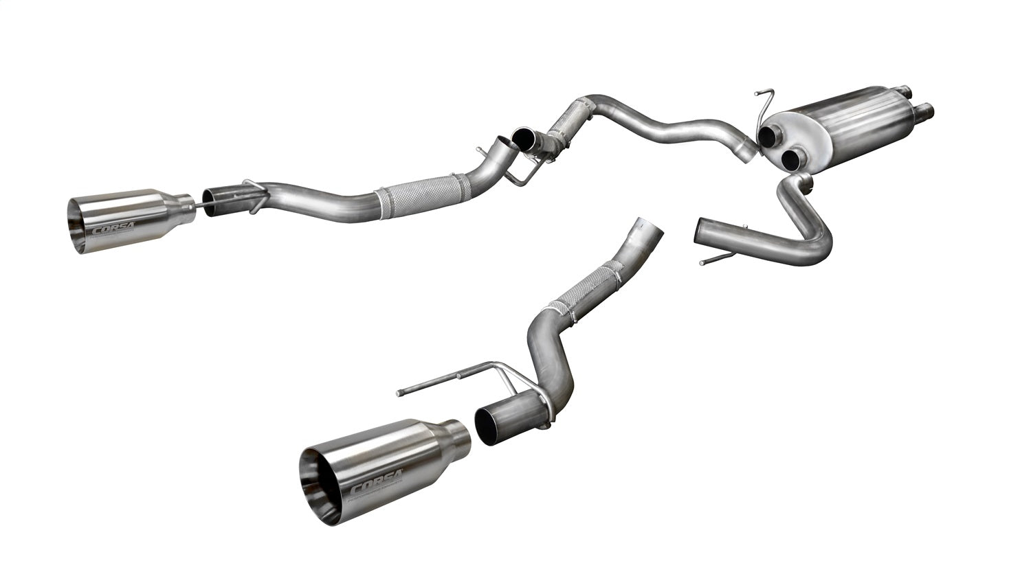 Corsa 2017-2020 Ford F-150 Raptor 3.5L Sport Cat-Back Dual Rear Exit w/ 5in Satin Polished Tip - 14397