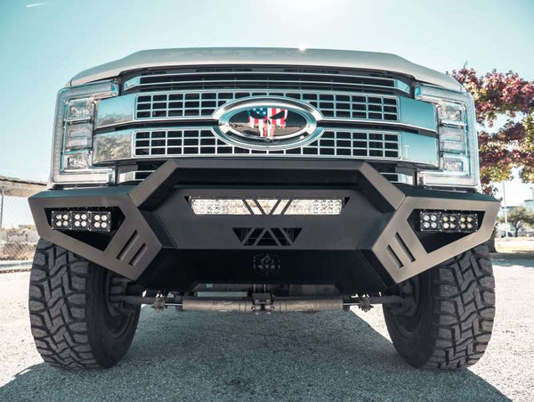 Road Armor 17-20 Ford F-250 SPARTAN Front Bumper Bolt-On Pre-Runner Guard - Tex Blk - 6172XFPRB for 2017-2020 Ford F 250 - front view