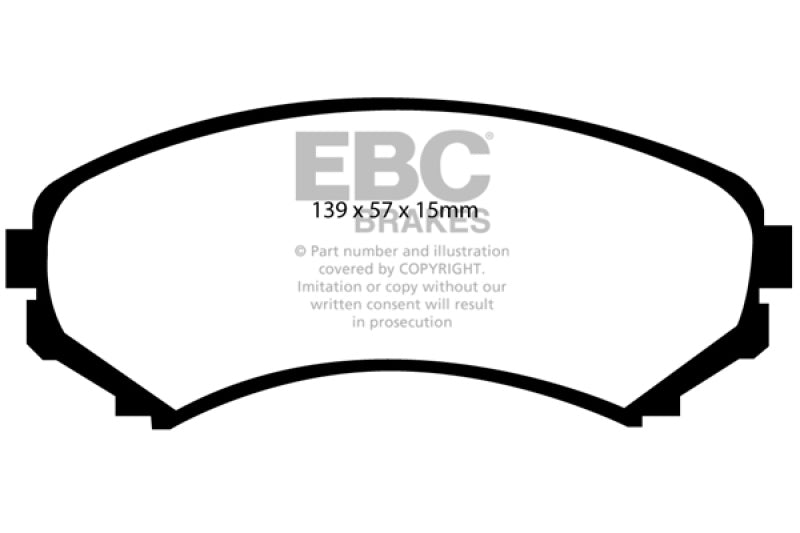 EBC 02-03 Honda Passport 3.2 Ultimax2 Front Brake Pads - UD867 for 2004-2011 Mitsubishi Endeavor - front view