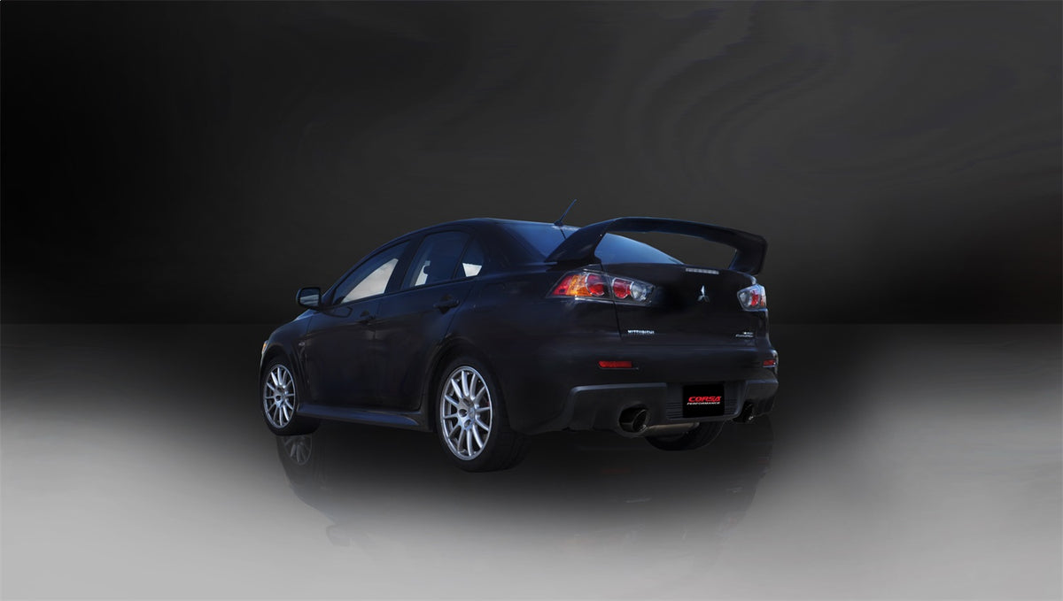 Corsa 2008-2015 Mitsubishi Lancer Evolution X Sedan 2.0L Black Sport Dual Rear Cat-Back Exhaust - 14858BLK