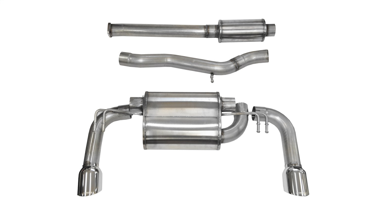 Corsa 2008-2015 Mitsubishi Lancer Evolution X Sedan 2.0L Polished Sport Dual Rear Cat-Back Exhaust - 14858