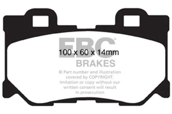 EBC 08-15 Infiniti G37 3.7 Greenstuff Rear Brake Pads - DP21824 for 2014-2023 INFINITI Q50 - front view