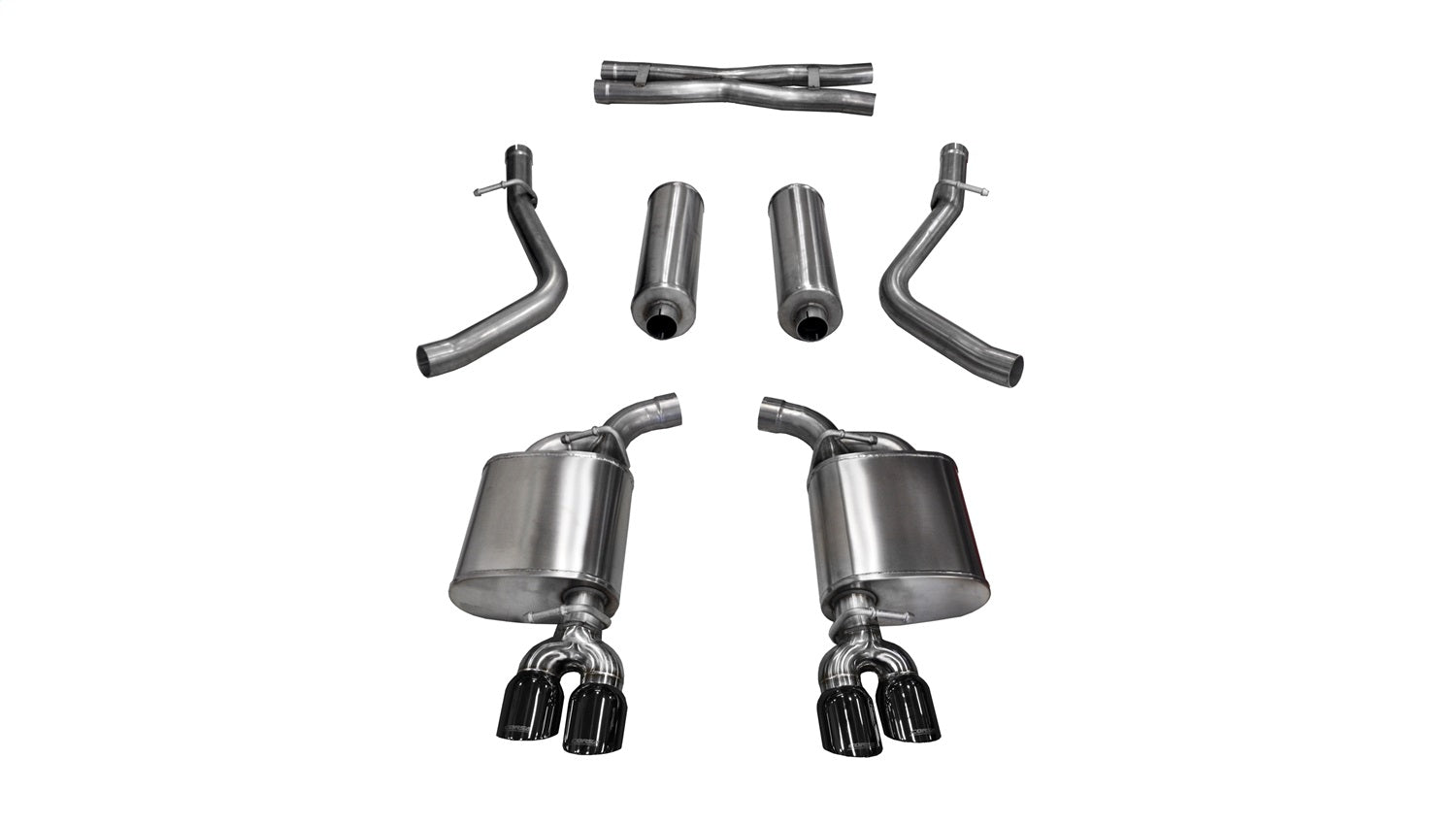 Corsa 2015-2016 Dodge Challenger Xtreme Cat-Back Dual Rear Exit with Twin 3.5in Black Pro-SeriesTips - 14985BLK